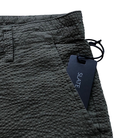 Slate & Stone Olive Green Seersucker Shorts Size 30 NWT - Picture 9 of 13